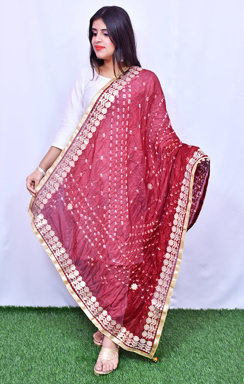 Fashionable Women's Maroon Bandhej Dupatta/Chunni For Casual, Party (D29)