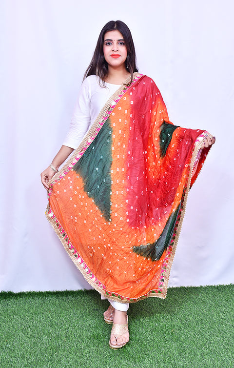 Fashionable Women's Orange Bandhej Dupatta/Chunni For Casual, Party (D31)