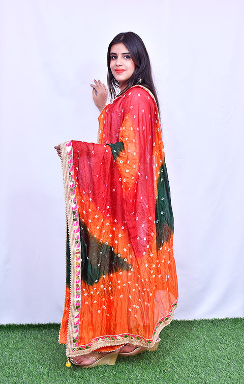 Fashionable Women's Orange Bandhej Dupatta/Chunni For Casual, Party (D31)