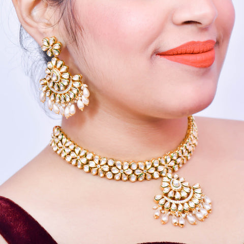 Designer Royal Kundan Necklace With Earrings (D569)