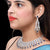 Designer Semi-Precious American Diamond & Blue Sapphire Necklace with Earrings (D463)