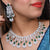 Designer Semi-Precious American Diamond & Green Emerald Necklace with Earrings (D451)