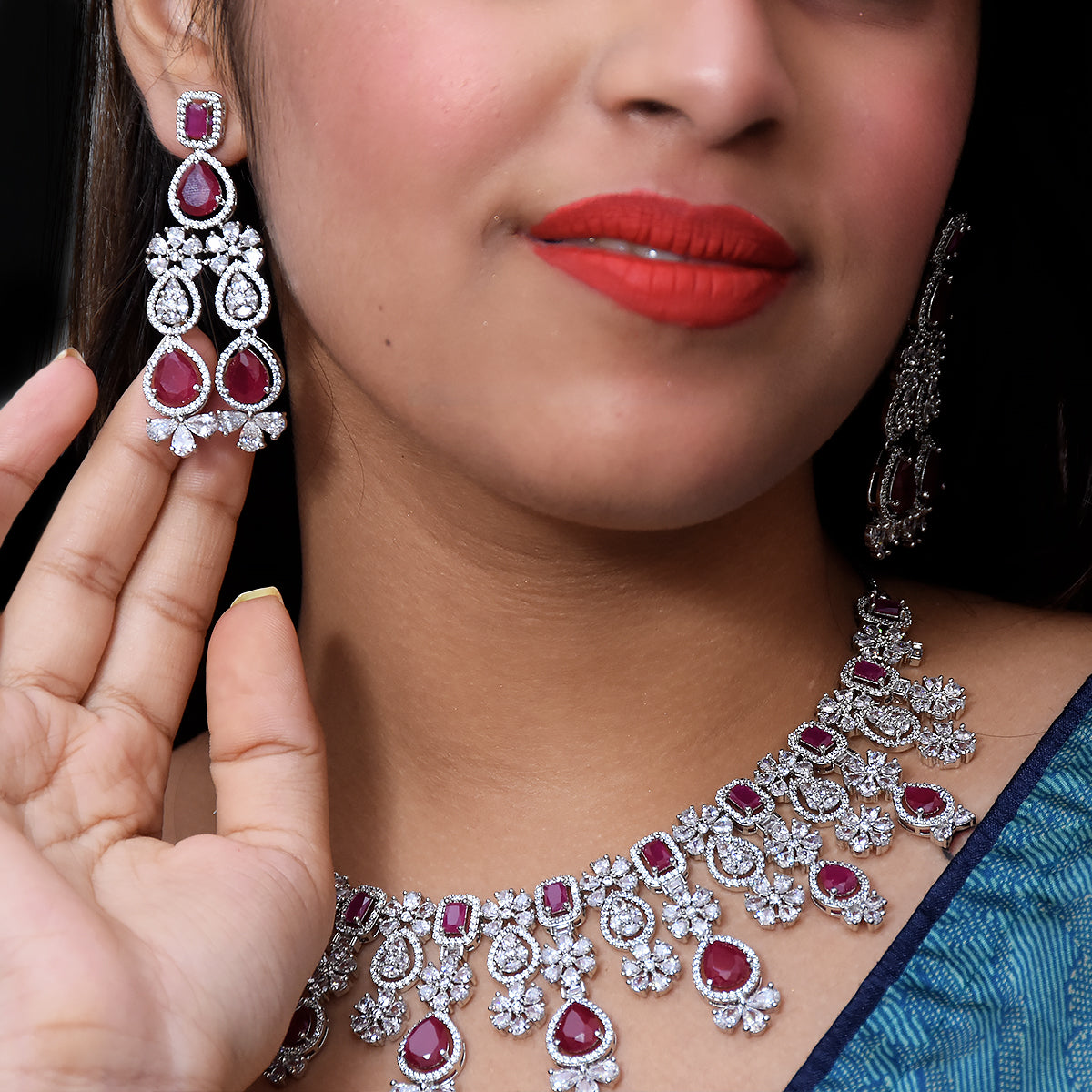 Shop Rubans Rose Gold Plated Drop Earrings With American Diamonds Online at  Rubans