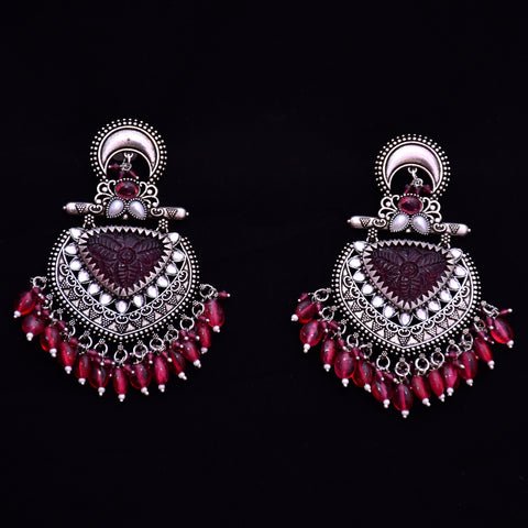 Traditional Style Oxidized Earrings With Beads for Casual Party
