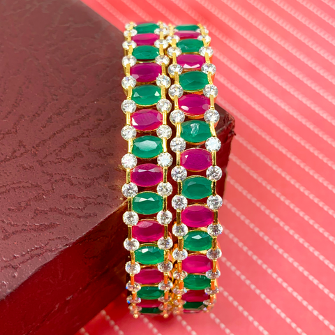 American Diamond with Semi Precious Stones Bangle (Design 1) - PAAIE