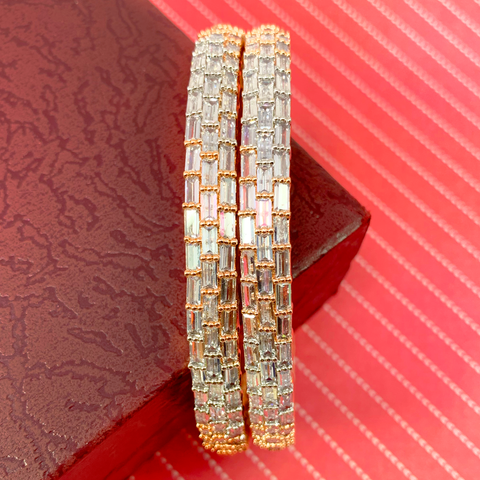 American Diamond and Rose-Gold Bangles (Design 10) - PAAIE