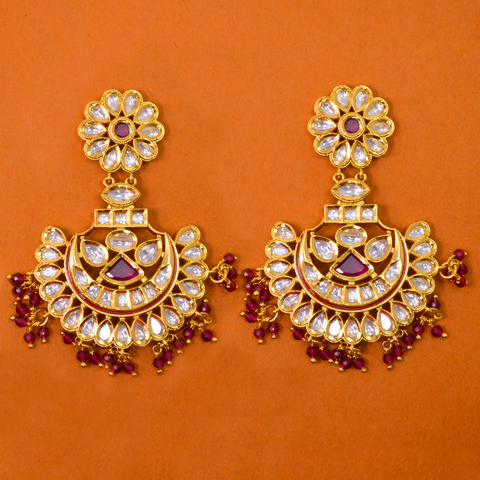Gold Plated Kundan Earrings (Design 16) - PAAIE