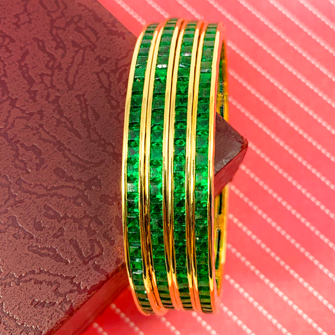 Semi-Precious Emerald Stone Bangles (Design 17) - PAAIE