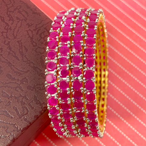 Semi-Precious Ruby Stone Bangles (Design 18) - PAAIE
