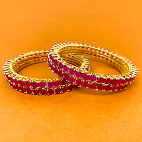 Semi-Precious Ruby Stone Bangles (Design 18) - PAAIE