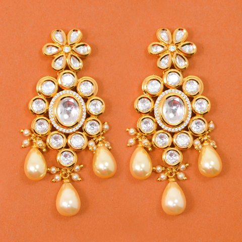 Gold Plated Kundan Earrings (Design 20) - PAAIE