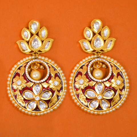 Gold Plated Kundan Earrings (Design 24) - PAAIE