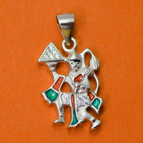 925 Hanuman Matte Silver Pendant (Design 37) - PAAIE
