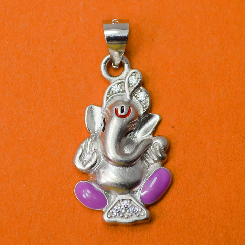 925 Ganesha Matte Silver Pendant (Design 39) - PAAIE