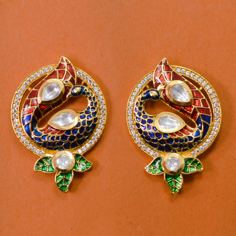 Kundan Gold Plated Studs (Design 40) - PAAIE