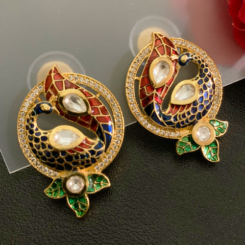 Kundan Gold Plated Studs (Design 40) - PAAIE
