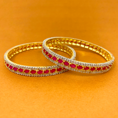 American Diamond and Semi-Precious Ruby Bangles (Design 40) - PAAIE