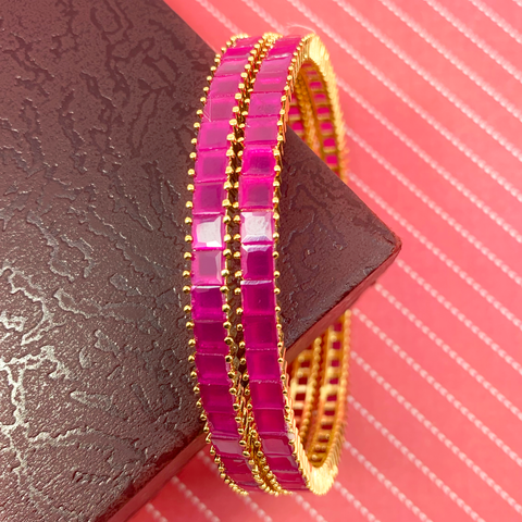 Semi-Precious Ruby Stone Bangles (Design 42) - PAAIE