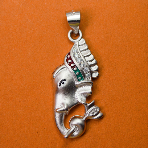 925 Ganesha Matte Silver Pendant (Design 45) - PAAIE