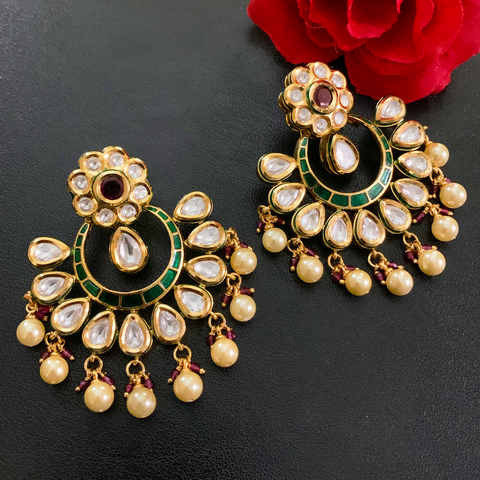 Gold Plated Kundan Earrings (Design 7) - PAAIE
