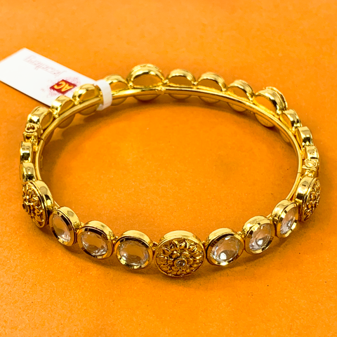 Gold Plated Kundan Openable Bracelet (Design 8) - PAAIE