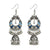 German Silver Light Blue and Dark Blue Dangle Earrings with Jhumki - PAAIE