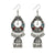 German Silver Red and Blue Dangle Earrings with Jhumki - PAAIE