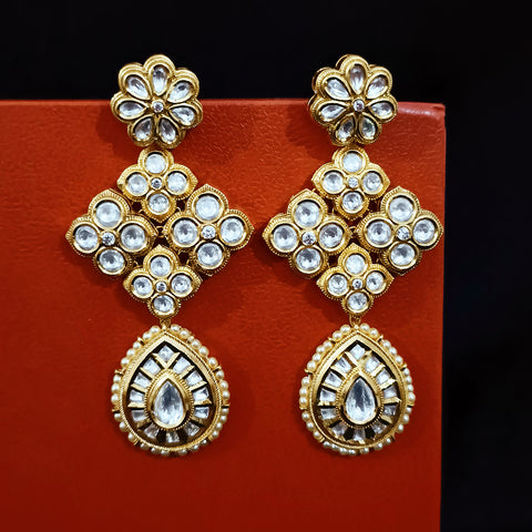 Gold Plated Beautifully Beaded Kundan Earrings