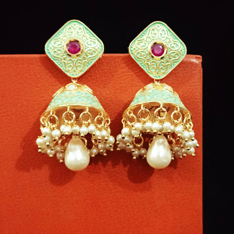 Gold Plated Beautifully Beaded Kundan Earrings