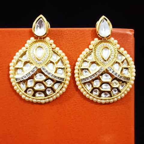 Gold Plated Beautifully Beaded Kundan Earrings