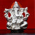 999 Pure Silver Small Ganesha Idol with Orange Head in Square Base - PAAIE