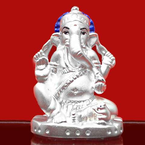 999 Pure Silver Small Square Ganesha Idol - PAAIE