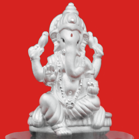 999 Pure Silver Round Simple Ganesha Idol - PAAIE