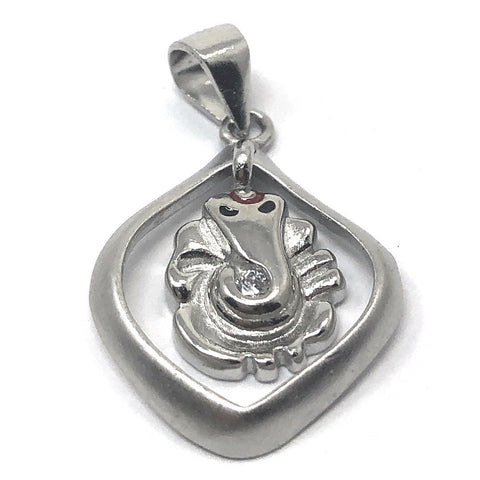 925 Ganesha Matte Silver Pendant (Design 40) - PAAIE