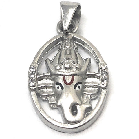 925 Silver Oval Ganesha Pendant - PAAIE