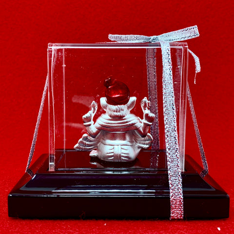 999 Pure Silver Rectangular Ganesha Idol with Turban - PAAIE