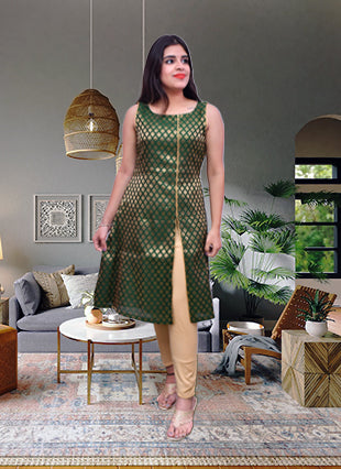 Designer Green Color Indian Ethnic Kurti For Casual & Party Wear (K760)