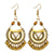 White and Brown Gold-Tone Dangling Chain Earrings - PAAIE