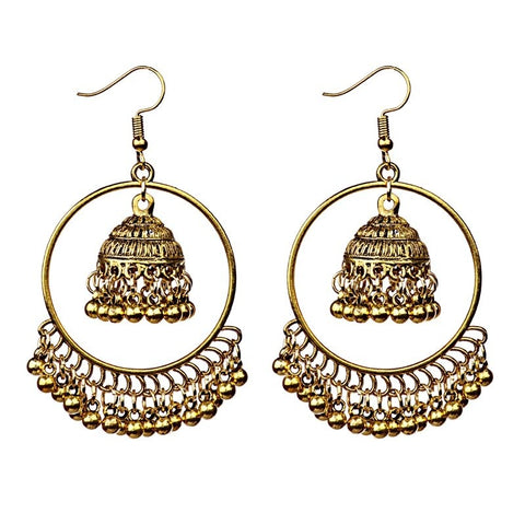 Golden Hoops with Small Bells (E417)
