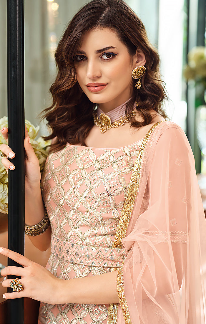 Dark Pink Heavy Jadau Jhumka Earrings for Punjabi Suit by FashionCrab