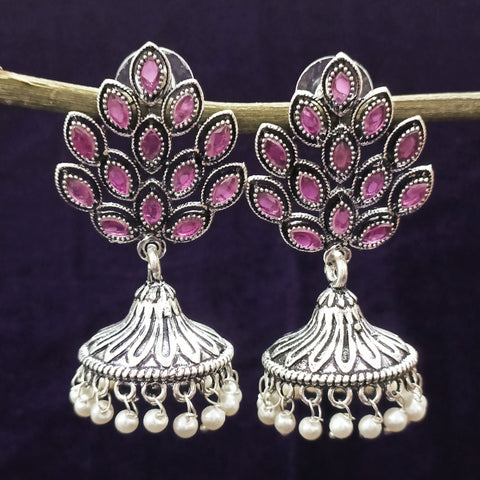 Traditional Style Oxidized Earrings with Stone for Casual Party (E97) - PAAIE