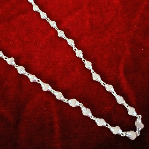 White Tulsi Mala With Pure Silver Caps - PAAIE
