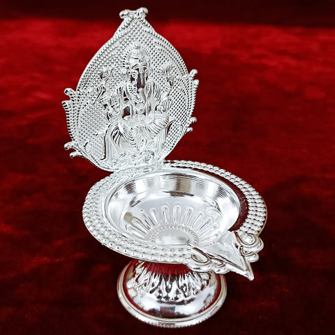 925 Silver Ganesha Diya For Pooja, Diwali Pooja (Design 3) - PAAIE