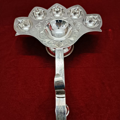 925 Silver Long Diya with Handle (Design 30) - PAAIE