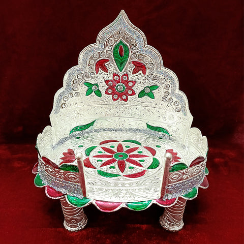 925 Solid Silver Royal Decorative Throne Seat Singhasan For God Statues in Meena (D4) - PAAIE