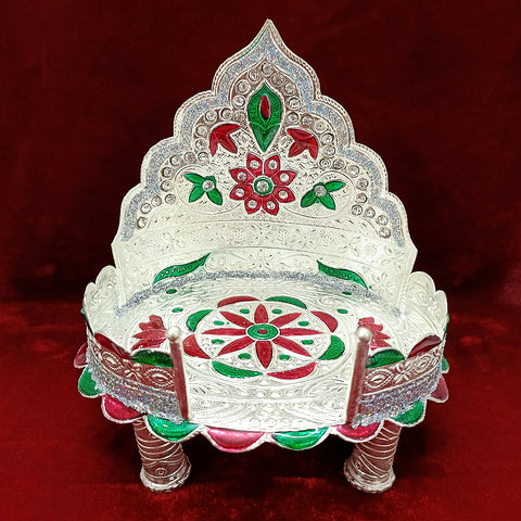 925 Solid Silver Royal Decorative Throne Seat Singhasan For God Statues in Meena (D4) - PAAIE