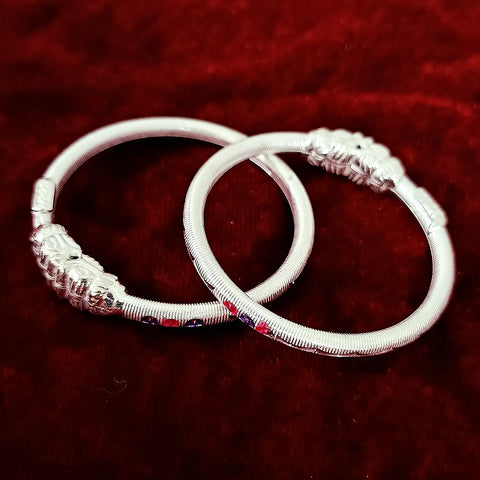 Designer Unisex Silver Openable Baby Bangle Set (Design 81) - PAAIE