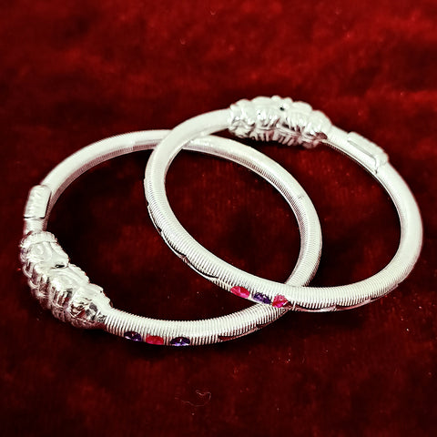 Designer Unisex Silver Openable Baby Bangle Set (Design 81) - PAAIE