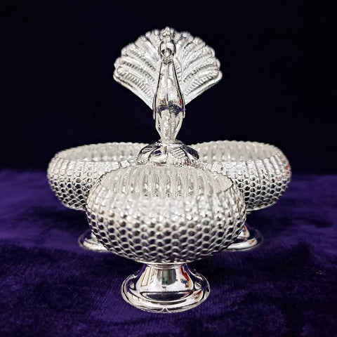 925 Silver Peacock Kumkum Box (Design 31) - PAAIE