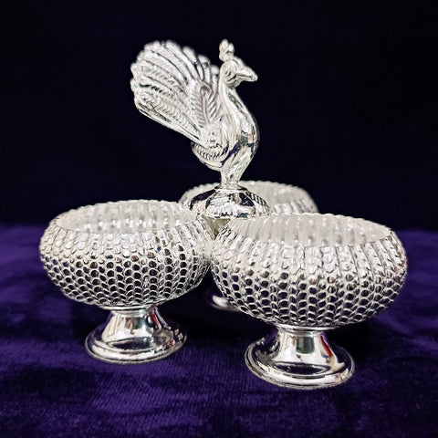 925 Silver Peacock Kumkum Box (Design 31) - PAAIE